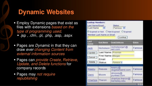Sample of dynamic website